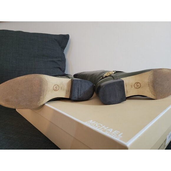 Michael Kors Fulton Harness MK Logo Color Loden Riding Knee Boots Shoes 8 LEATHE - Picture 6 of 7